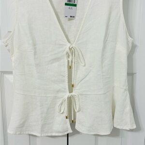 Michael Kors Cream Tie-Front Blouse